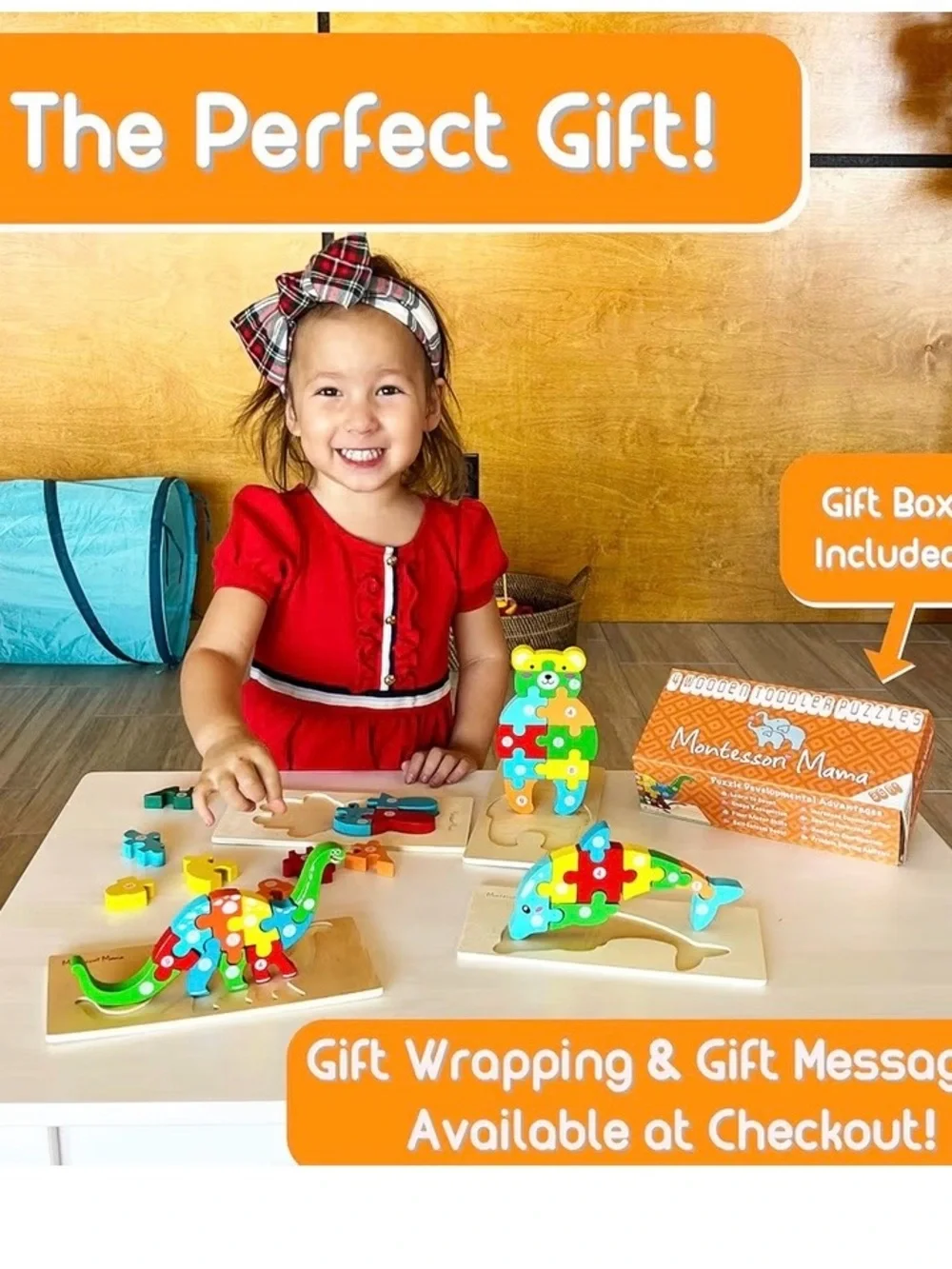 Montessori Wooden Puzzles with Carrying Bag (4 Pack) NIB